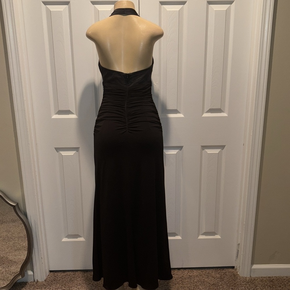 Laundry by Shelli Segal Black Silk Ruched Bodice Halterneck Dress size 8P - Picture 6 of 9